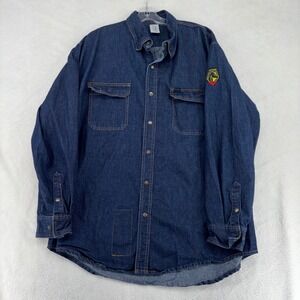 Black Stallion FSB-DNM FR Flame Resistant Denim Work Shirt Mens XL Blue Welding